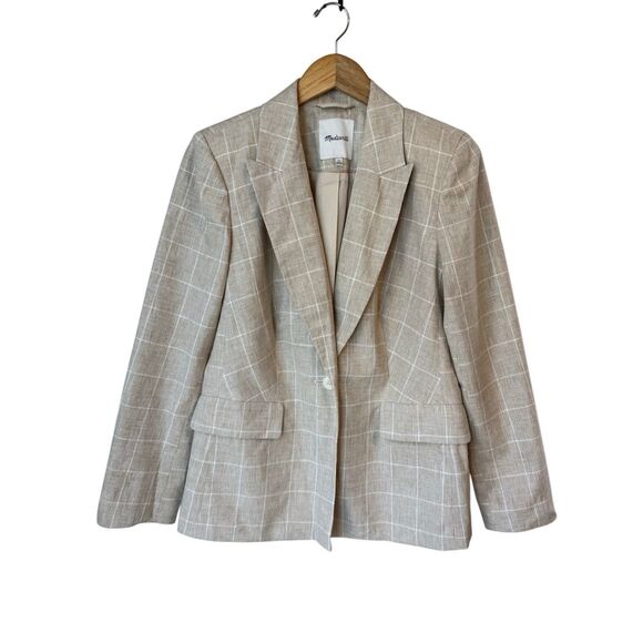 Madewell The Slim Blazer in Sesame Maeve Glen Plaid Size M - Picture 6 of 11